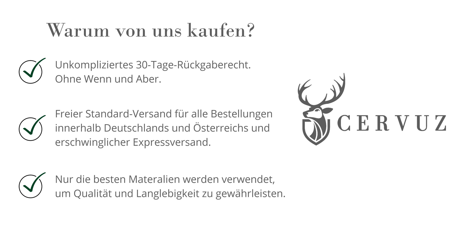 Warum von uns kaufen? Unkompliziertes 30-Tage-Rückgaberecht, Freier Standardversand nach Deutschland und Österreich und erschwinglicher Expressversand, nur die besten Materialien werden verwendet, um Qualität und Langlebigkeit zu gewährleisten